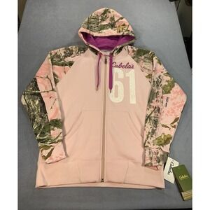 Cabelas NWT Womens Size M Full Zip Hoodie Pink Camo New